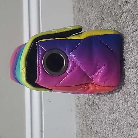Kurt Geiger London Kensington Quilted Leather Shoulder Bag Clutch Rainbow Bag - Picture 4 of 16